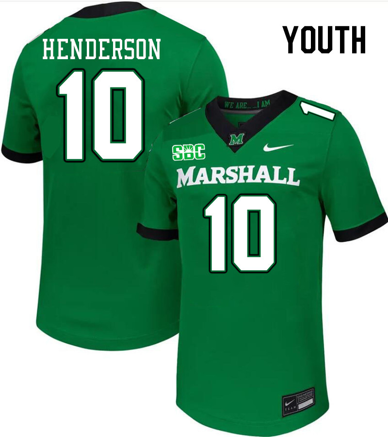 Youth #10 Jacobie Henderson Marshall Thundering Herd SBC Conference College Football Jerseys Stitche